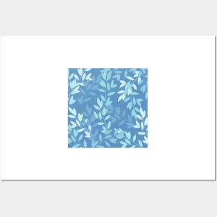 Blue leaves pattern Posters and Art